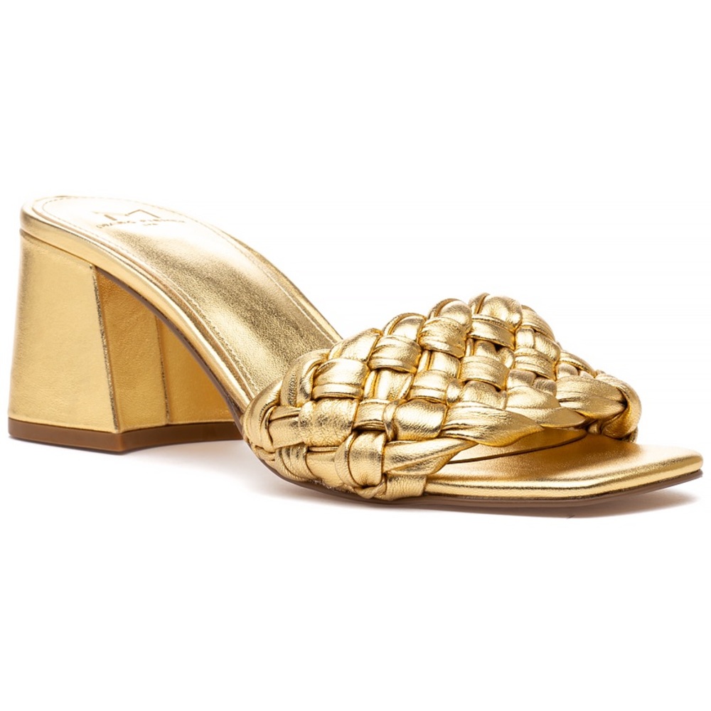 Marc Fisher Gold Woven Heels